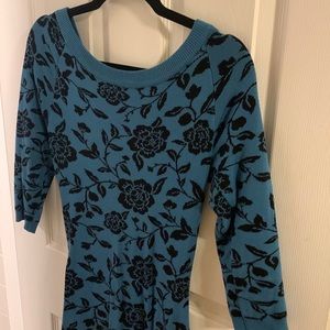 Gorgeous Old Hollywood Floral Knit Midi Dress from ModCloth Women’s Size Small